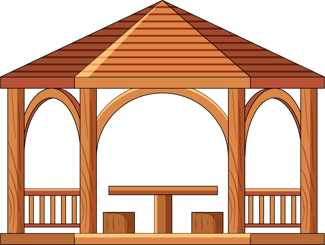 Wooden Gazebo Isolated on White Background